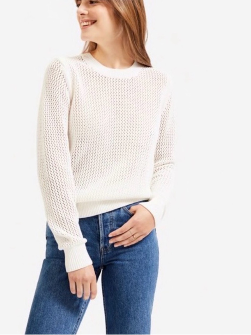Everlane The Mesh Soft Cotton Crew in White S